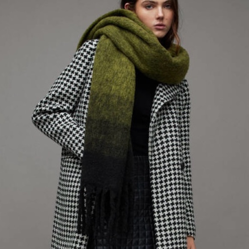 All Saints Ombre Blanket Scarf in Green and Black